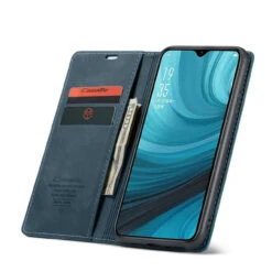 Blue CaseMe Magnetic Compact Flip Wallet Case For Oppo R17 Pro