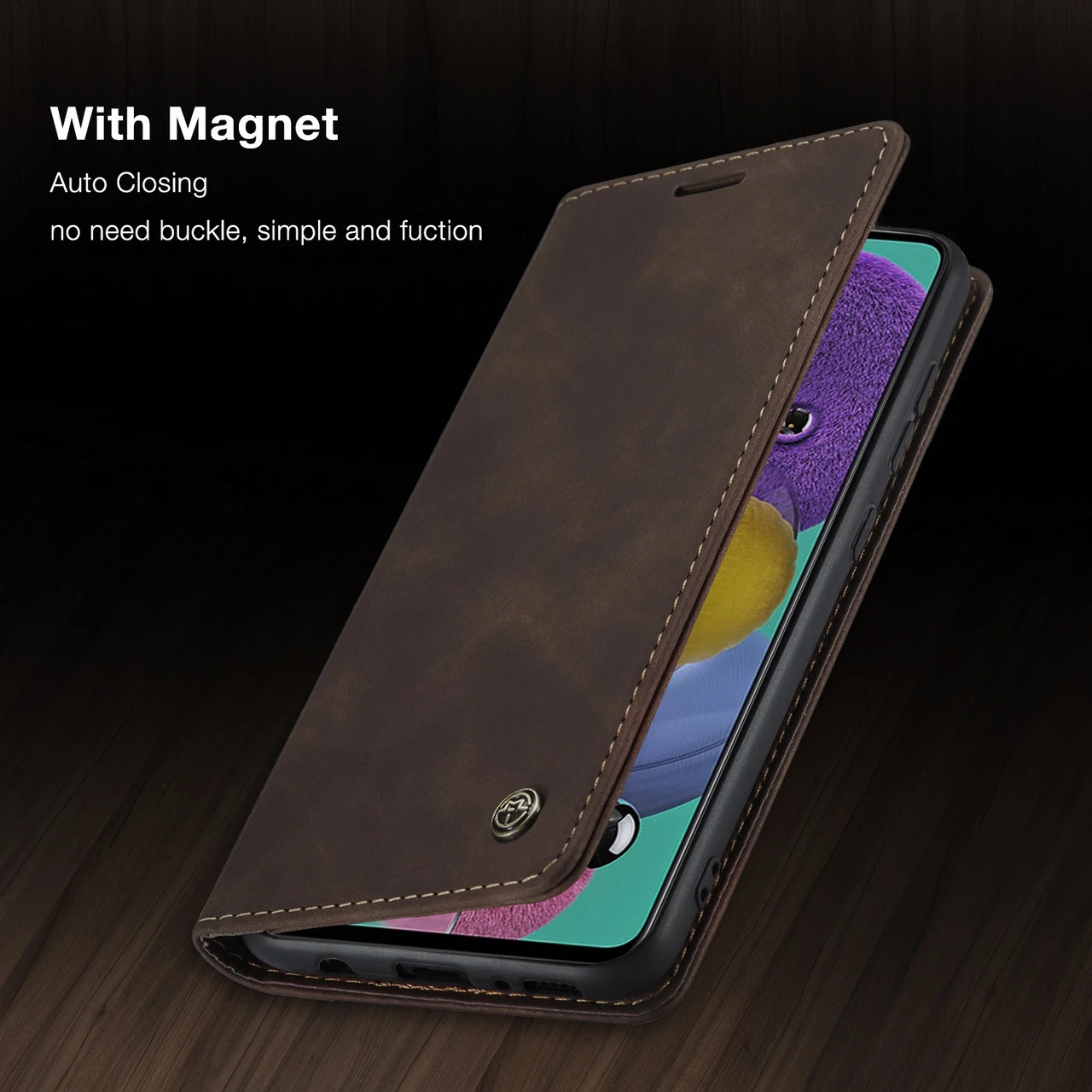 Coffee CaseMe Classy Compact Flip Wallet Card Case For Galaxy A71 3 Coffee CaseMe Classy Compact Flip Wallet Card Case For Galaxy A71 - Image 3