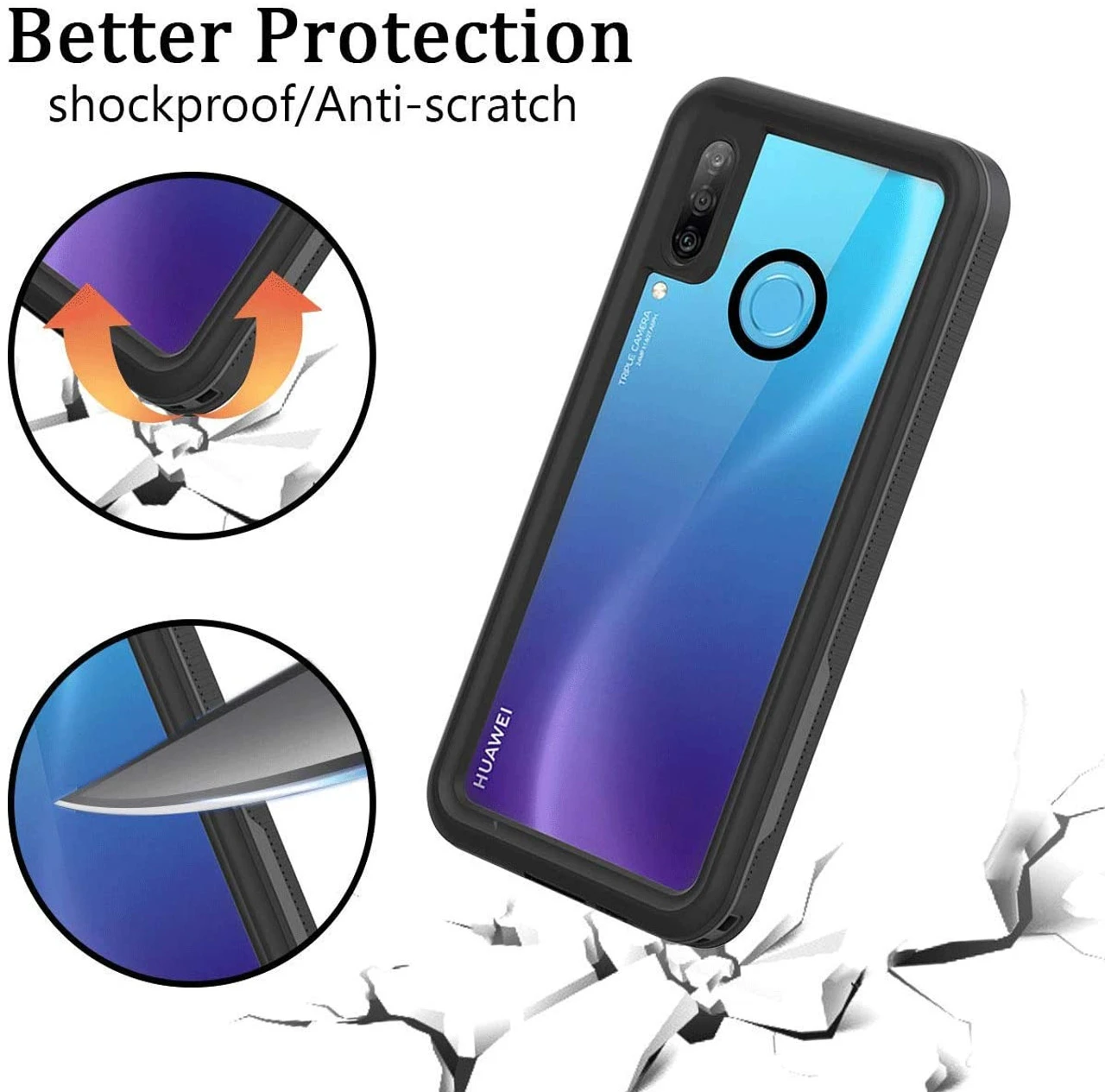 Black Transparent Hard Clear Back And Soft TPU Bumper For Huawei P30 Lite 2 Black Transparent Hard Clear Back And Soft TPU Bumper For Huawei P30 Lite - Image 2