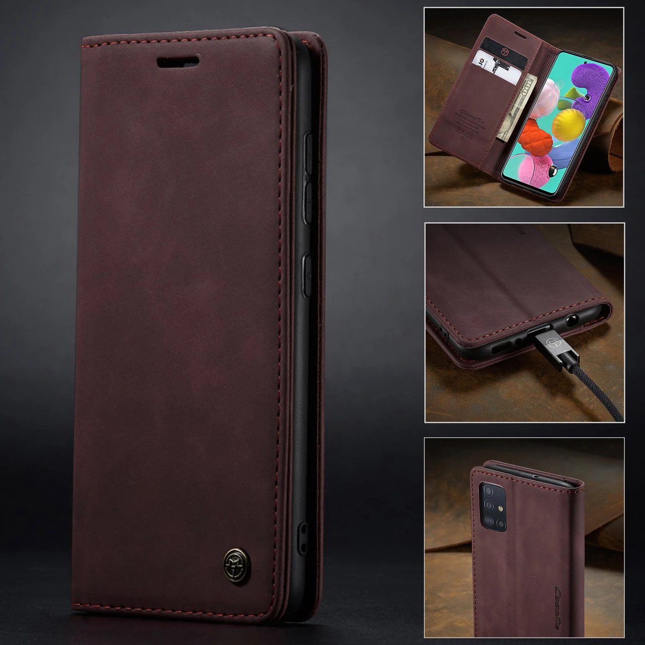 Classy Wine CaseMe Compact Flip Wallet Card Case For Galaxy A71 9 Classy Wine CaseMe Compact Flip Wallet Card Case For Galaxy A71 - Image 9