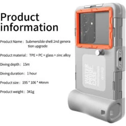 Shellbox 2nd Gen 15M Waterproof Phone Case Underwater Diving Camera -Cheap NewCase Store 15m diving waterproof case grey orange 5 76482.1694420892