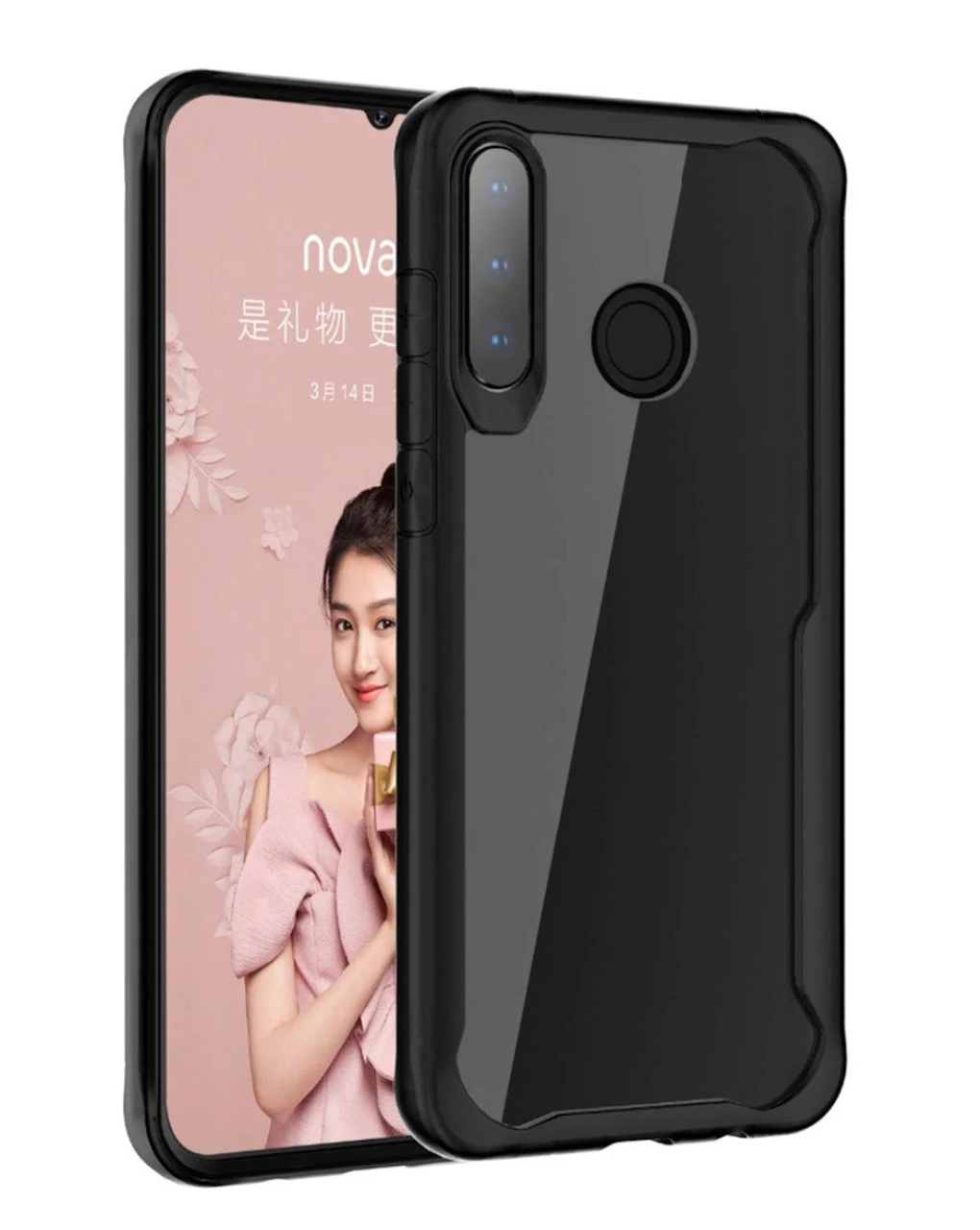 Black Transparent Hard Clear Back And Soft TPU Bumper For Huawei P30 Lite 1 Black Transparent Hard Clear Back And Soft TPU Bumper For Huawei P30 Lite