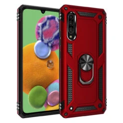 Red Shock Proof 360 Rotating Metal Ring Stand Case For Huawei P30
