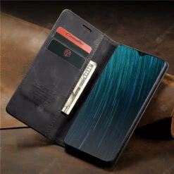 Black Oppo AX5s CaseMe Compact Flip Premium Wallet Case Cover