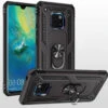 Black Huawei Mate 20 Hybrid Shock Proof Rotating Metal Ring Case
