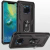 Black Rugged Armour 360 Rotating Metal Ring Case For Huawei Mate 20 Pro