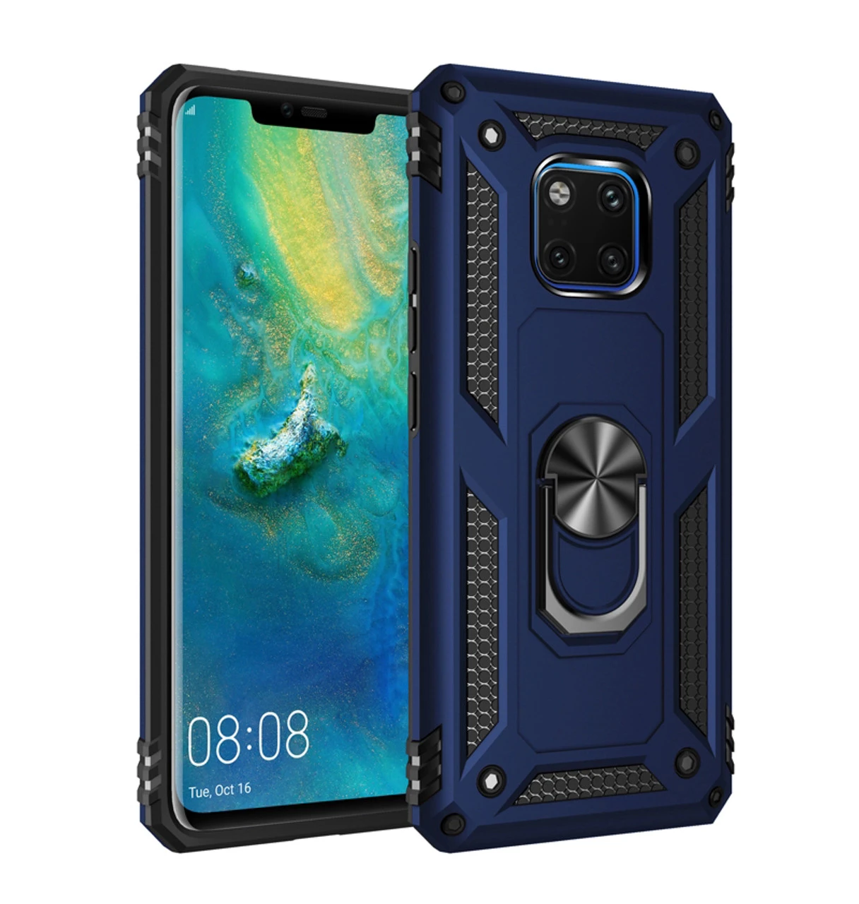 Navy Huawei Mate 20 Pro Rugged Armour 360 Rotating Metal Ring Case 2 Navy Huawei Mate 20 Pro Rugged Armour 360 Rotating Metal Ring Case - Image 2