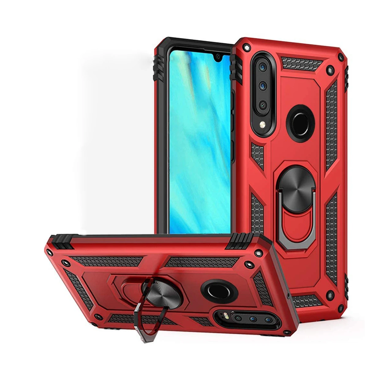 Red Heavy Duty 360 Rotating Metal Ring Stand Case For Huawei P30 Lite 1 Red Heavy Duty 360 Rotating Metal Ring Stand Case For Huawei P30 Lite