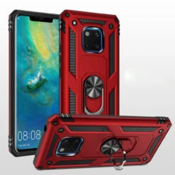 Red Slim Armour 360 Rotating Metal Ring Stand Case For Huawei Mate 20 Pro