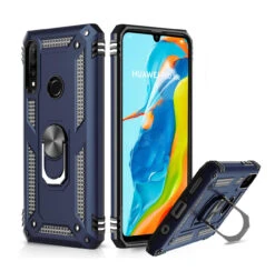 Navy Slim Armour 360 Rotating Metal Ring Stand Case For Huawei P30 Lite
