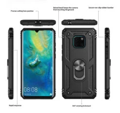 Black Huawei Mate 20 Hybrid Shock Proof Rotating Metal Ring Case -Cheap NewCase Store 2 00633.1603995760
