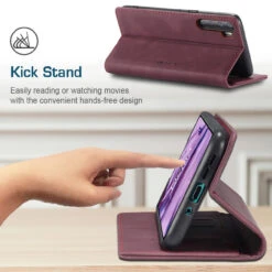 Red Wine Oppo A91 CaseMe Compact Flip Magnetic Wallet Case -Cheap NewCase Store 2 20429.1602876807