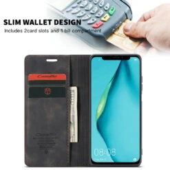 Black Huawei Mate 20 Pro Genuine CaseMe Compact Flip Wallet Case -Cheap NewCase Store 2 52103.1603302919