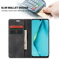 Black Oppo AX7 CaseMe Compact Flip Premium Wallet Case Cover -Cheap NewCase Store 2 72398.1602603260