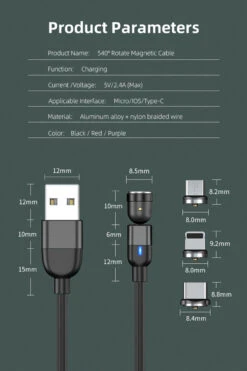 3 In 1 Magnetic Fast Charging Type C, Micro USB, Lightning USB Cable -Cheap NewCase Store 3 in 1 magnetic 540 degree usb cable 4 87412.1658227300