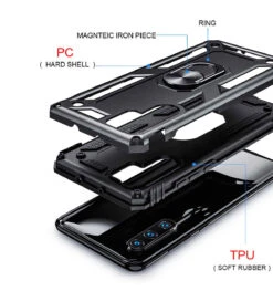 Black Slim Armour 360 Rotating Metal Ring Stand Case For Huawei P30 -Cheap NewCase Store 3 79367.1603907631