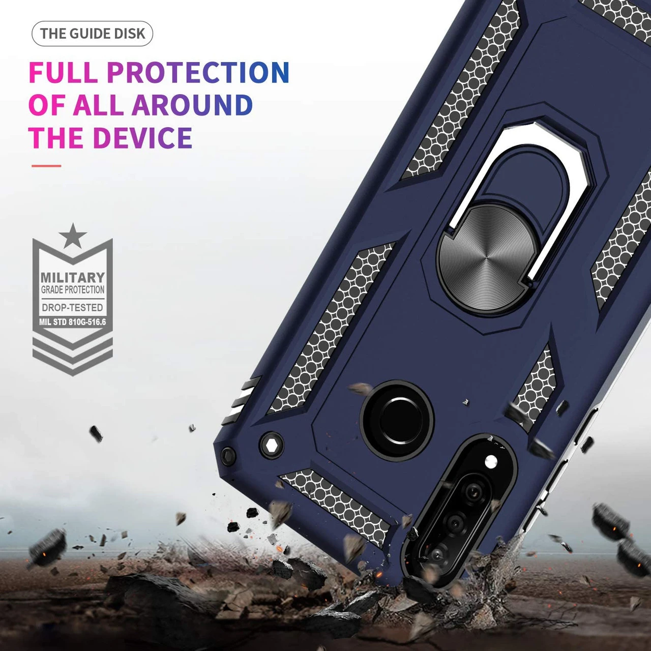 Navy Slim Armour 360 Rotating Metal Ring Stand Case For Huawei P30 Lite 5 Navy Slim Armour 360 Rotating Metal Ring Stand Case For Huawei P30 Lite - Image 5
