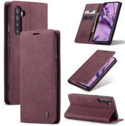 Red Wine Oppo A91 CaseMe Compact Flip Magnetic Wallet Case -Cheap NewCase Store 4 28074.1602876824