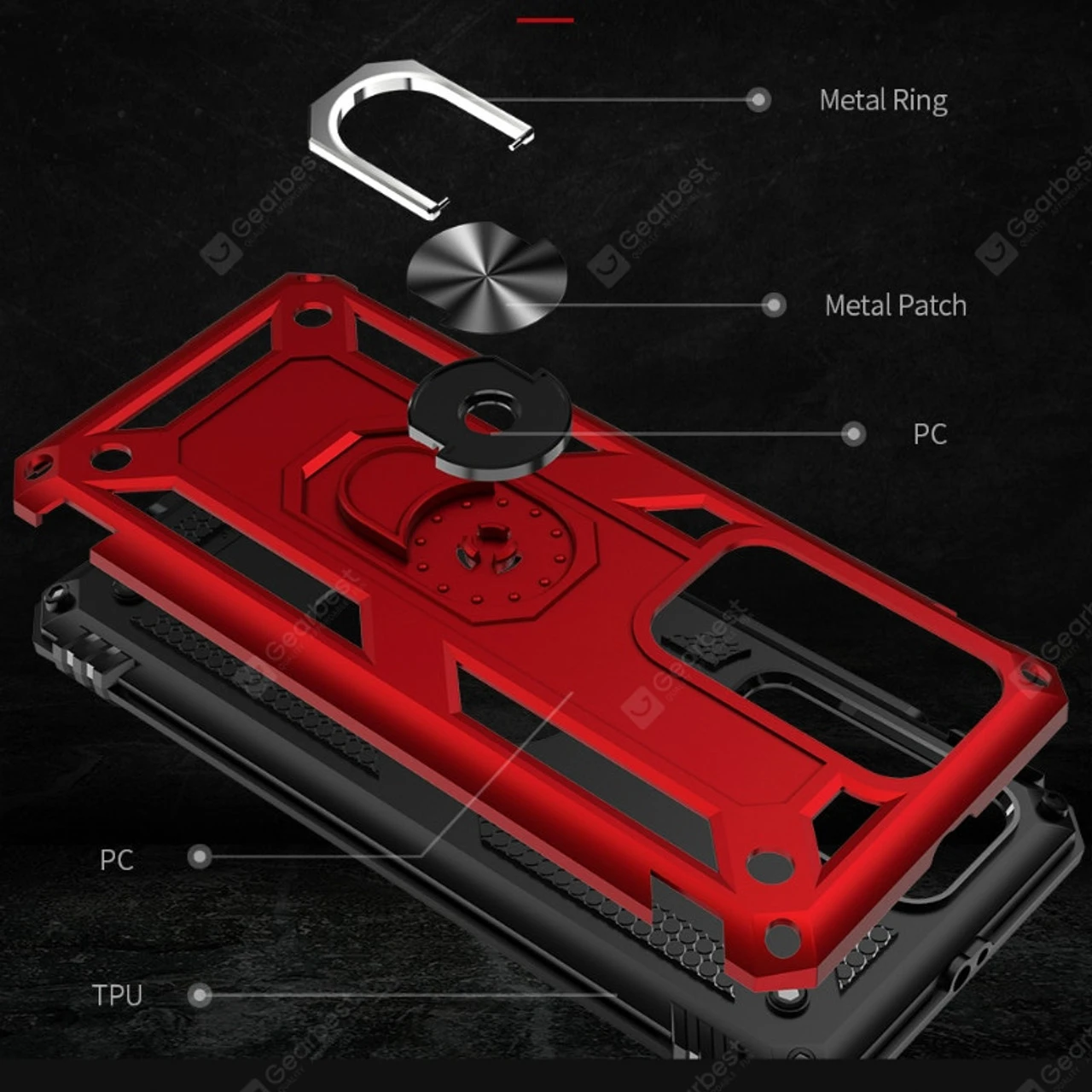 Red Huawei P30 Pro Hybrid Shock Proof Rotating Metal Ring Case 5 Red Huawei P30 Pro Hybrid Shock Proof Rotating Metal Ring Case - Image 5