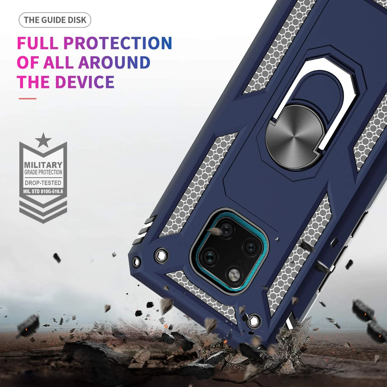 Navy Huawei Mate 20 Pro Rugged Armour 360 Rotating Metal Ring Case 5 Navy Huawei Mate 20 Pro Rugged Armour 360 Rotating Metal Ring Case - Image 5