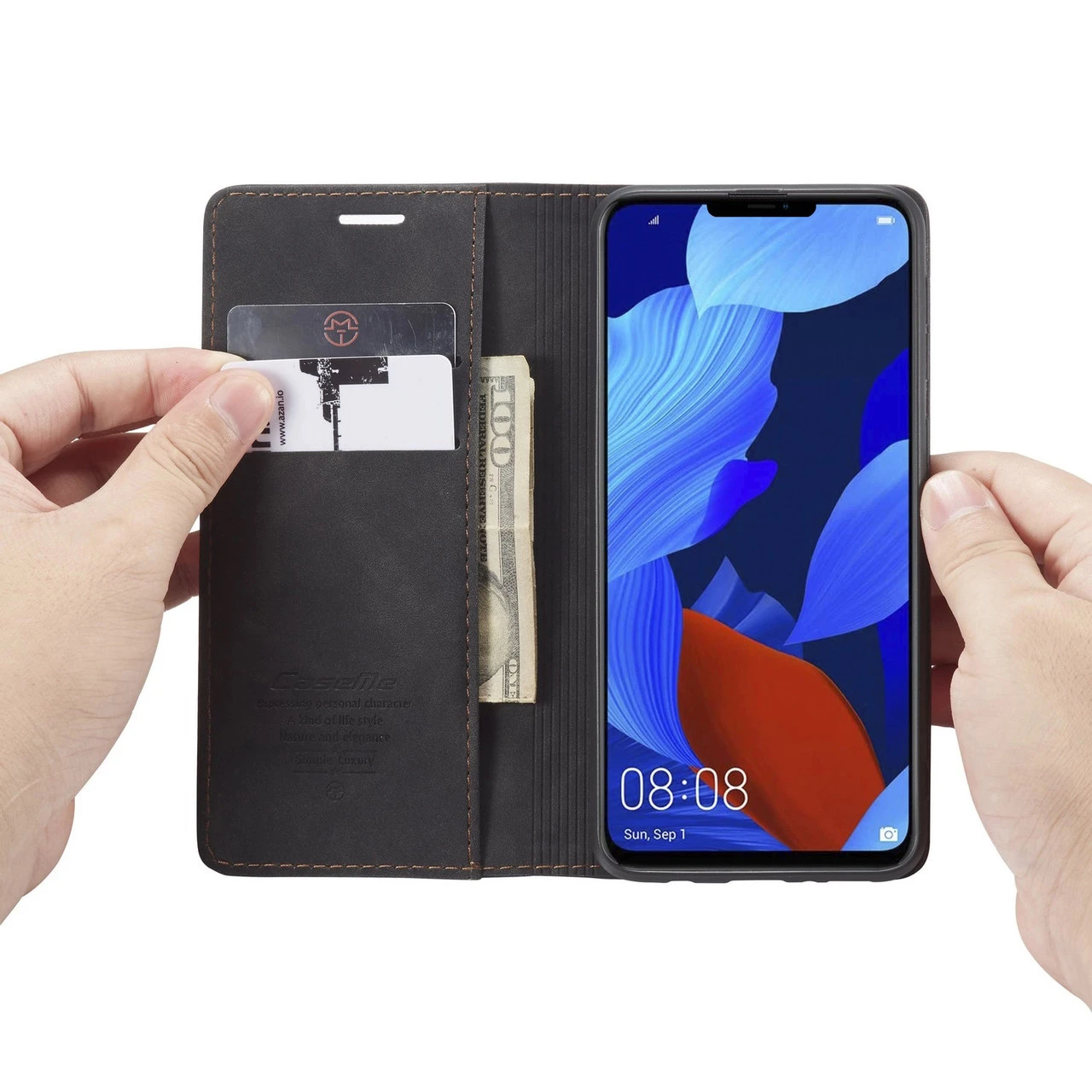 Black Oppo AX5 / A3S CaseMe Compact Flip Premium Wallet Case 3 Black Oppo AX5 / A3S CaseMe Compact Flip Premium Wallet Case - Image 3