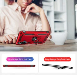 Red Huawei Nova 5T Heavy Duty 360 Rotating Metal Ring Stand Case -Cheap NewCase Store 5 76257.1603990529