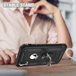Black IPhone XR Shock Proof 360 Rotating Metal Ring Stand Case -Cheap NewCase Store 613ofT470eL. AC SL1001 77530.1692143233