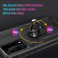 Black Huawei P40 Shock Proof 360 Rotating Metal Ring Stand Case -Cheap NewCase Store 614ndVaIKuL. AC SL1200 35181.1603814695