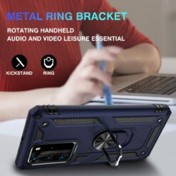 Navy Huawei P40 Pro Rugged Armour 360 Rotating Metal Ring Case -Cheap NewCase Store 61AIr4WS8BL. AC SL1200 57012.1603733332