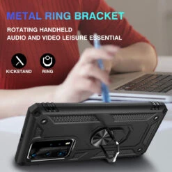 Black Huawei P40 Shock Proof 360 Rotating Metal Ring Stand Case -Cheap NewCase Store 61DQwVB5WvL. AC SL1200 46356.1603814687