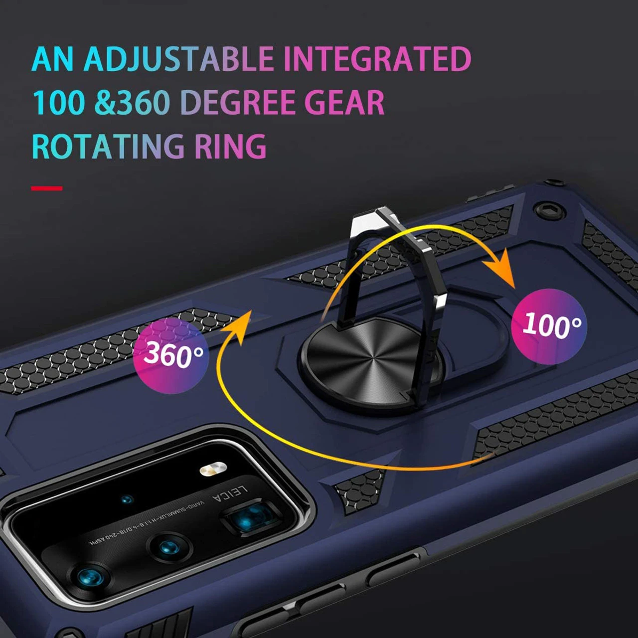Navy Huawei P40 Heavy Duty 360 Rotating Metal Ring Stand Case 4 Navy Huawei P40 Heavy Duty 360 Rotating Metal Ring Stand Case - Image 4