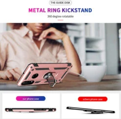 Rose Gold Huawei P30 Lite Rugged Armour 360 Rotating Metal Ring Case -Cheap NewCase Store 6 28255.1603988199