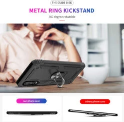 Black Slim Armour 360 Rotating Metal Ring Stand Case For Huawei P30 -Cheap NewCase Store 6 37585.1603907637