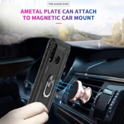 Black Huawei P30 Lite Slim Armour 360 Rotating Metal Ring Stand Case -Cheap NewCase Store 6 56572.1681438960