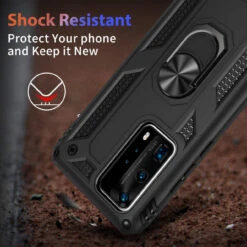 Black Huawei P40 Shock Proof 360 Rotating Metal Ring Stand Case -Cheap NewCase Store 71V0Vo1Sa2L. AC SL1200 89354.1603814707
