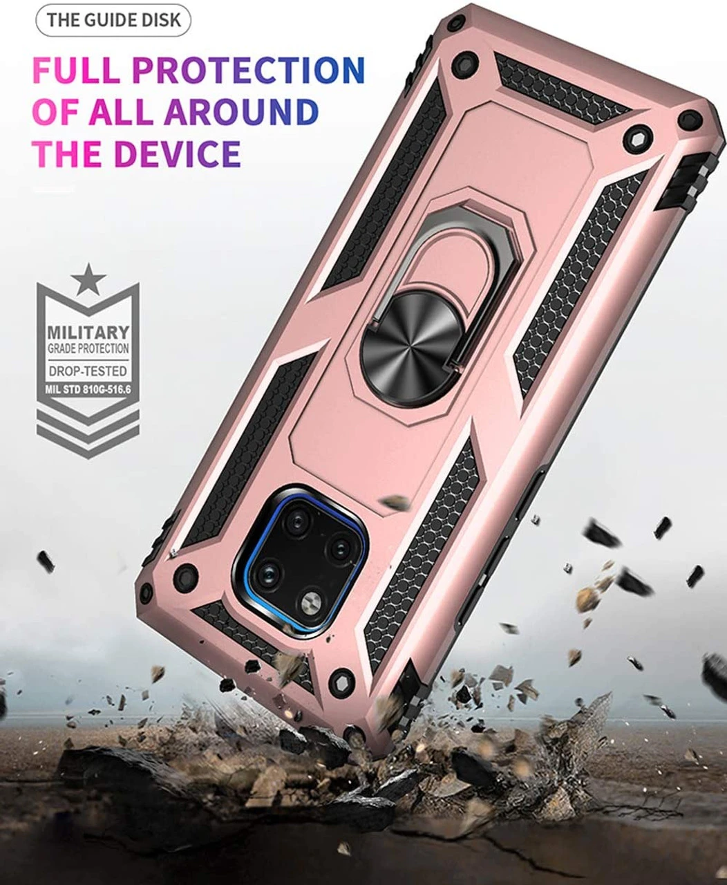 Rose Gold Heavy Duty 360 Rotating Metal Ring Stand Case For Huawei Mate 20 Pro 2 Rose Gold Heavy Duty 360 Rotating Metal Ring Stand Case For Huawei Mate 20 Pro - Image 2