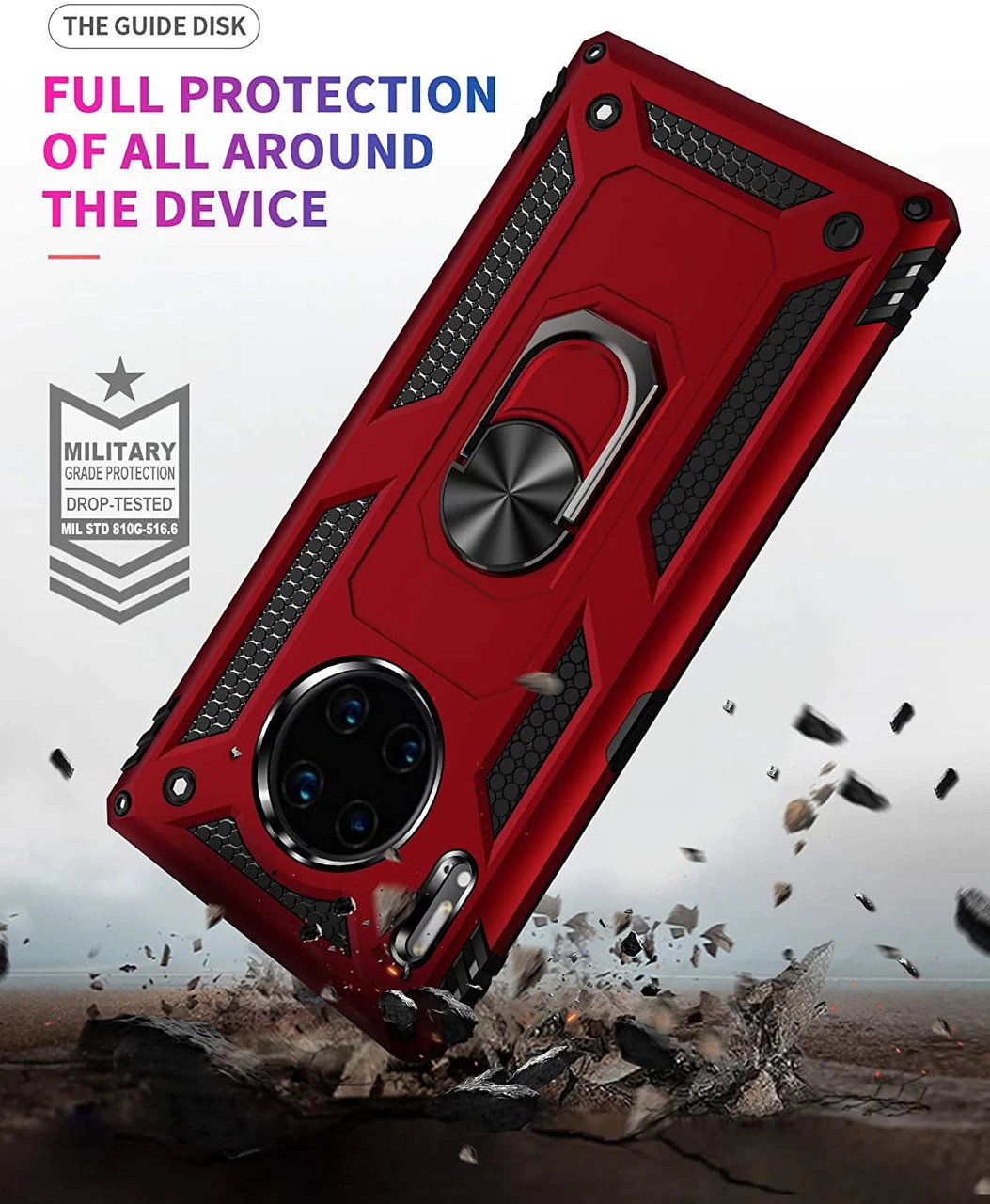 Red Rugged Armour 360 Rotating Metal Ring Case For Huawei Mate 30 Pro 5 Red Rugged Armour 360 Rotating Metal Ring Case For Huawei Mate 30 Pro - Image 5