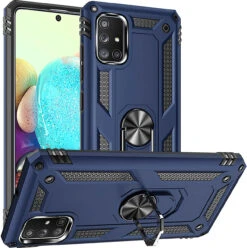 Navy Galaxy A71 5G Heavy Duty 360 Rotating Metal Ring Stand Case