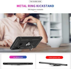 Black Huawei P30 Lite Slim Armour 360 Rotating Metal Ring Stand Case -Cheap NewCase Store 7 30117.1681438960