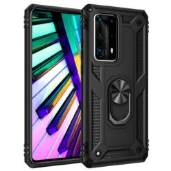 Black Huawei P40 Shock Proof 360 Rotating Metal Ring Stand Case -Cheap NewCase Store 81307a93c5cc 93983.1603814679