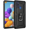 Black Hybrid Shock Proof Rotating Metal Ring Case For Galaxy A21s