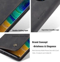 Black CaseMe Premium PU Leather Wallet Case For Huawei P30 Pro -Cheap NewCase Store CaseMe Huawei Mate 30 Pro 013 Wallet Case Black 4 24680.1603294707