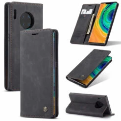 Black Huawei Mate 30 Pro CaseMe Slim Magnetic Wallet Case Cover