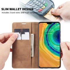 Brown CaseMe Premium PU Leather Wallet Case For Huawei P30 Pro -Cheap NewCase Store CaseMe Huawei Mate 30 Pro 013 Wallet Case Brown 2 68594.1603295056