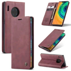 Red Wine Genuine CaseMe Compact Flip Wallet Case For Huawei P30 Pro