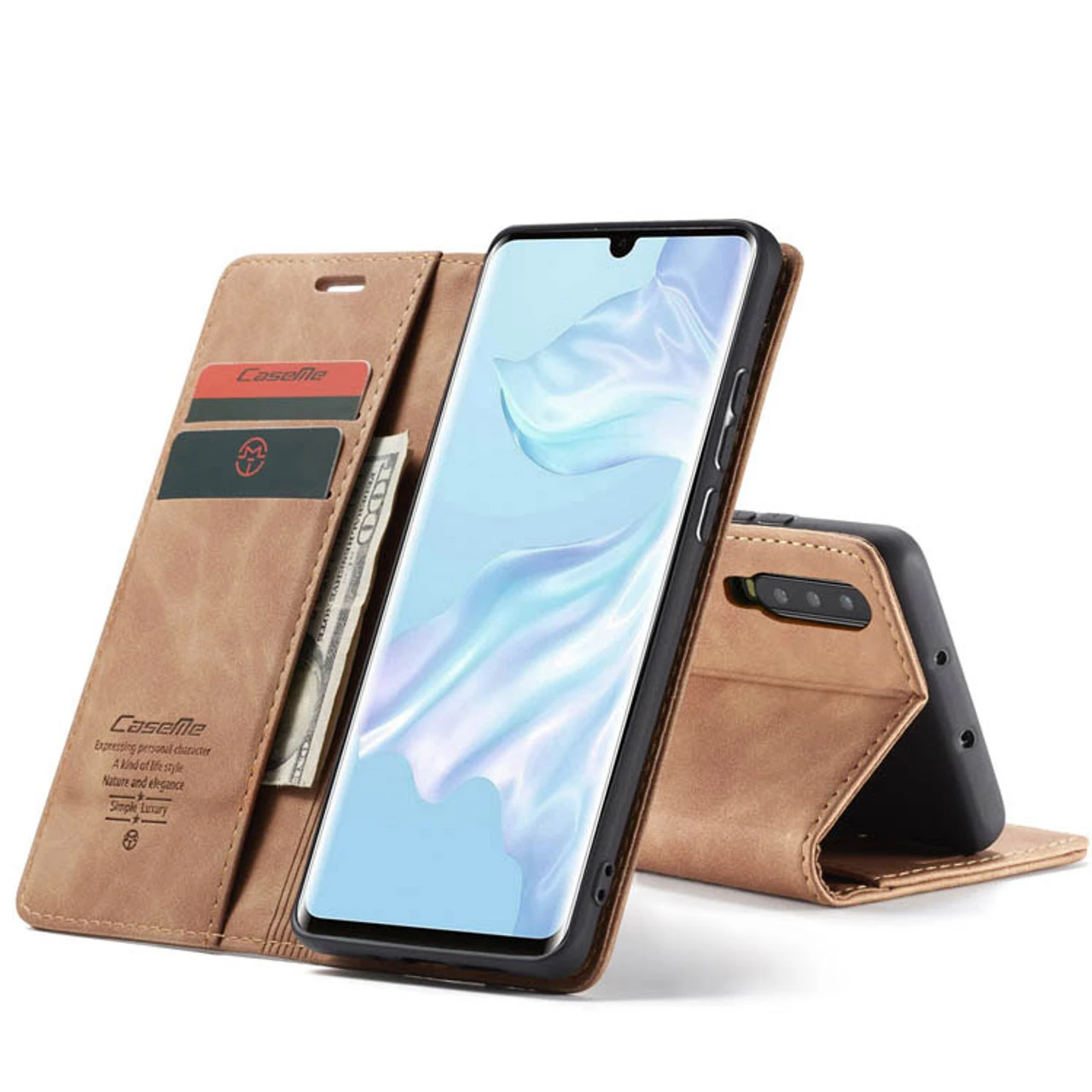 Brown Huawei P30 Genuine CaseMe Compact Flip Wallet Case 3 Brown Huawei P30 Genuine CaseMe Compact Flip Wallet Case - Image 3