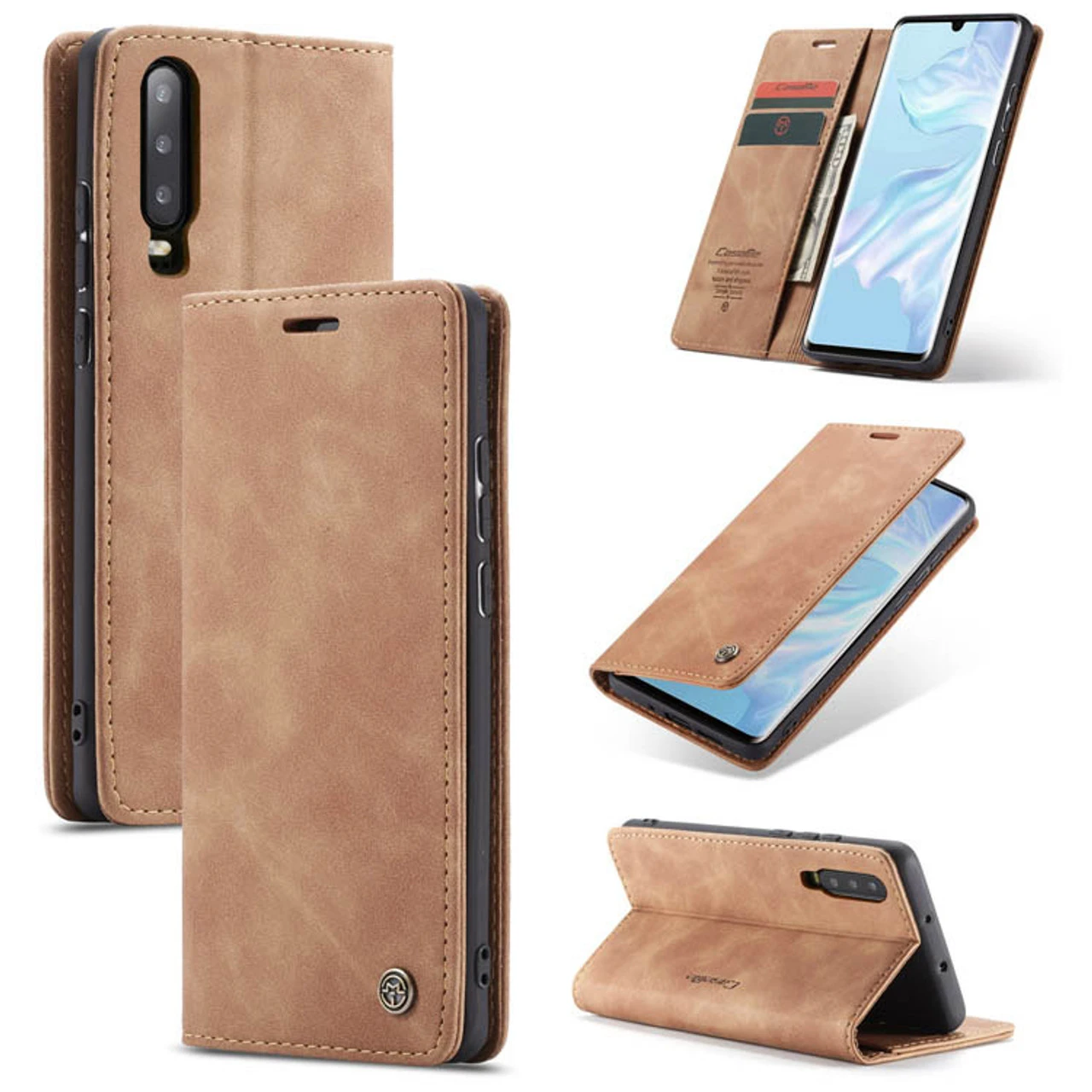 Brown Huawei P30 Genuine CaseMe Compact Flip Wallet Case 2 Brown Huawei P30 Genuine CaseMe Compact Flip Wallet Case - Image 2