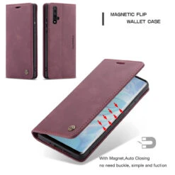 Red Wine Genuine CaseMe Compact Flip Wallet Case For Huawei Nova 5T -Cheap NewCase Store CaseMe Huawei P30 Wallet 013 Case Red 1 25448.1603301325