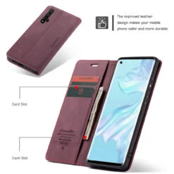 Red Wine Genuine CaseMe Compact Flip Wallet Case For Huawei Nova 5T -Cheap NewCase Store CaseMe Huawei P30 Wallet 013 Case Red 3 12222.1603301316