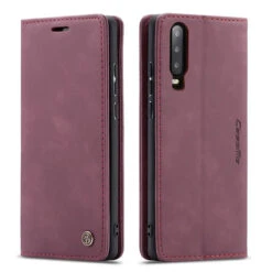 Red Wine Genuine CaseMe Compact Flip Wallet Case For Huawei P30